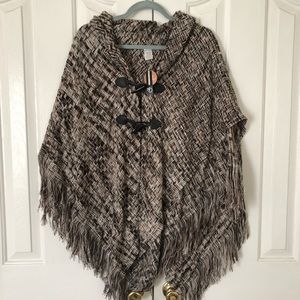 Poncho with fringe NWT